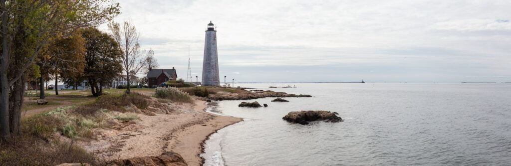 Panoramic view on a lighthouse on the Atlantic Ocean Coast