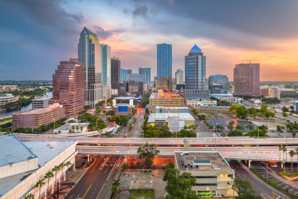 Tampa, Florida, USA aerial downtown skyline.