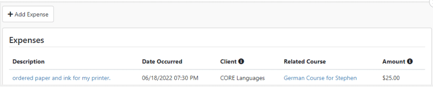 CORE Languages Instructor Dashboard and Account