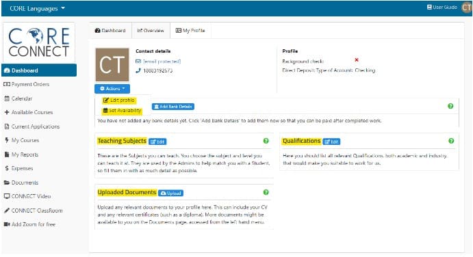 CORE Languages How do I add my Teaching Availability?