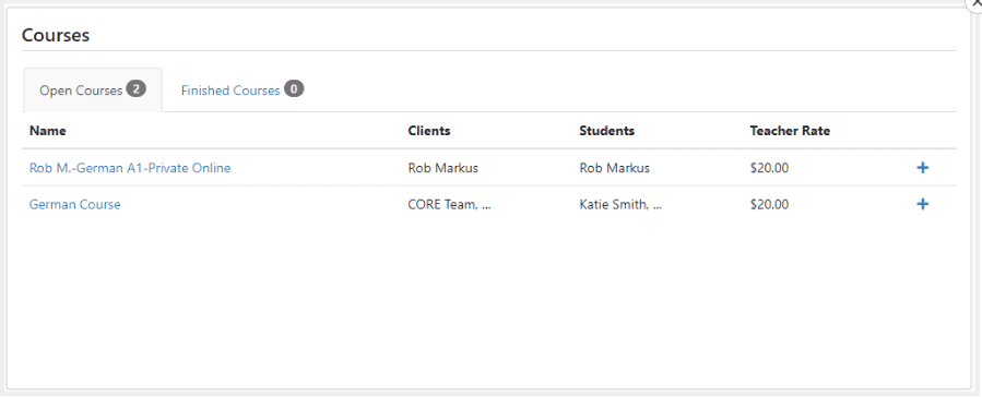 CORE Languages Instructor Dashboard and Account