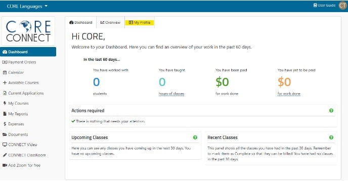 CORE Languages How do I add my Teaching Availability?